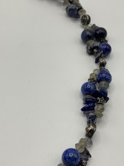 Vintage Sodalite Natural Stone Chips And Sun Beads Necklace 16”
