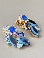 Vintage Verified JULIANA D&E Blue Two Toned Brooch/Pendant Bracelet Earring Set