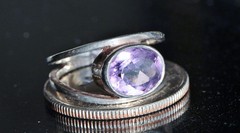 Silver ring 1.50ct amethyst solitaire size 6.75 vintage handmade 3.50gr