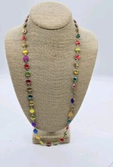 Retro Couture Necklace Long Circles Multicolored 28 in Gold tone Vintage