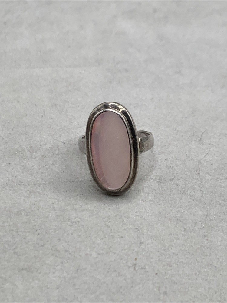 Vintage Avon Sterling Silver Pink Mother of Pearl Oval Ring Size 6.25