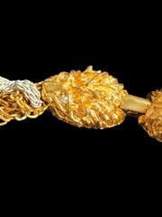 Eisenberg Hedgehog Braided Chain Necklace Gold Tone White Enamel
