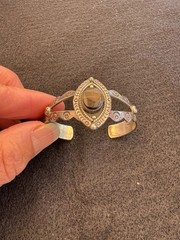 Vintage Tigers Eye 925 Sterling Silver Cuff Bracelet