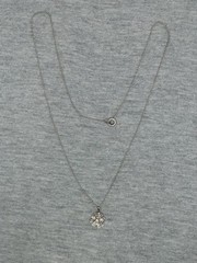 Vtg Silver Tone Flower Pendant 925 Sterling Chain Link Necklace 17.75″