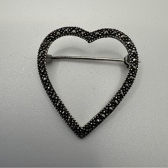 Vintage Sterling Silver Brooch Pin .925 Marcasite