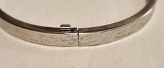 Vintage Sign Sterling Marathon Etching Brush Floral Ornate Slide Bracelet