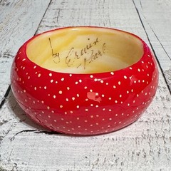 Vintage Erwin Pearl Polka Dot Bangle Bracelet Red White Resin Signed Jewelry 80s