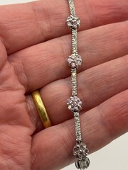 Vintage Pink Clear Spinel Silver Tone 7” Link Bracelet Mark 925 FAS