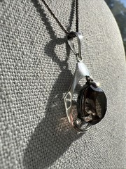Vintage Sterling Silver & Smoky Quartz Necklace; Made in Israel; Beautiful!