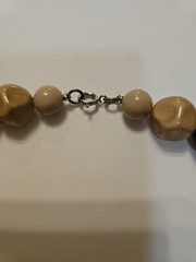 Bead Necklace Tan, Silver-Toned 18″