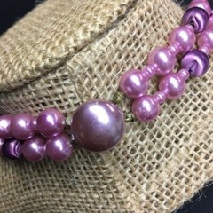 Necklace Earrings Set Vintage Light Purple Gold Moonstone Push Clasp Clip On