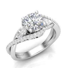 Art Deco Round Cut Lab Created Diamond Bypass 925 Silver Engagement Gift Ring