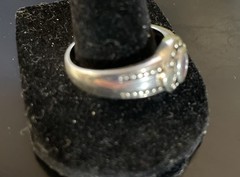 Vintage 3 Stone 925 Amethyst And London Blue Topaz Ring, Marked JC ,Sz 10 ,5.95g