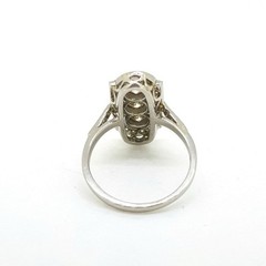 Vintage Art Deco Moissanite 3-Stone Halo Estate Filigree Fine Jewelry Size 4-14