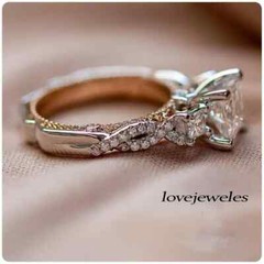2.20CT Princess Lab-Created Diamond Vintage Engagement Ring 14K 2-Tone Gold Over
