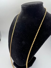 Vintage Gold Tone Heart Link Chain Necklace 24 Inch