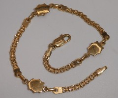 Vintage 14K 14KT Gold Italy Red Enamel Ladybug Link Bracelet Burdick 585 3.4g 🐞