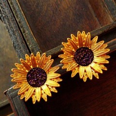 Vintage Sunflower Enamel Brooch Antique Flower Pins Brooches Woman Party Jewelry