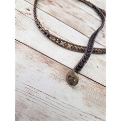 Vintage Necklace Unusual Cord with Beaded Center