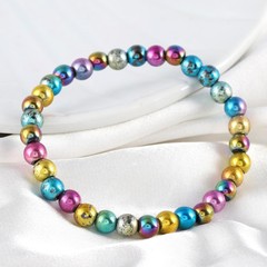 Natural Mystic Hematite Stone Bracelet Stretchable Handmade Bracelet Round Beads