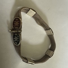 VTG Turkish Niello Sterling Silver Bracelet, Box Clasp 7” long