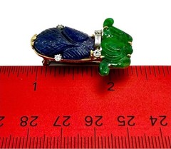 Wedderien Art-Deco Period Platinum Gold Diamond Sapphire and Jade Foliate Brooch
