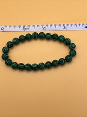 Green Malachite Stone Round Bead Stretch Bracelet Gemstone