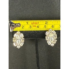 1. Vintage Weiss Clear Rhinestone Clip‑On Earrings – Sparkling Mid‑Century