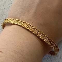 Vintage Monet Gold Woven Bracelet Textured Chain Link Slim Stackable 80s