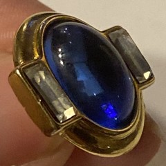 YSL Yves Saint Laurent Blue Glass Cabochon Gold-tone Pierced Earrings