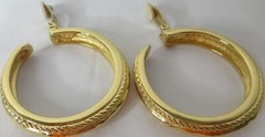 Yves Saint Laurent Large Hoop Clip On Earrings Gold Tone YSL France 53.38g VTG