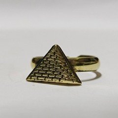 Handmade Egyptian pyramid ring, free size brass jewelry, ancient style gift