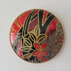 Vintage Abstract Floral Brooch Pin Pendant Gold Tone Round 1.5″ Retro MCM