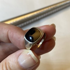 Vintage Sterling Silver And Black Onyx Modernist Stackable Ring 925