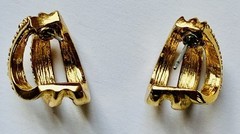 Vintage Pierced Earrings Gold-tone Clear Rhinestone Crystal Earrings