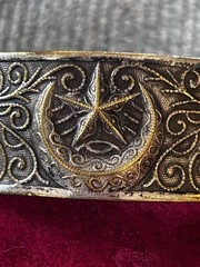 VTG Antique 1920s Egyptian revival silver & Gold tone Hinged Bangle bracelet J20