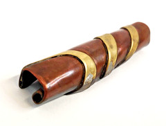 VTG Artisan Tubular Rolled Brass Copper BROOCH Handmade Modernist Mixed Metal