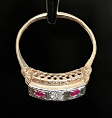 1920’s Art Deco 14k Natural Ruby Diamond Antique Ring Gold Size 10.5