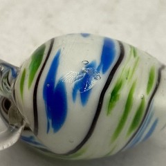 Vintage Murano Venetian Blue Green White Striped Heart Shaped Pendant