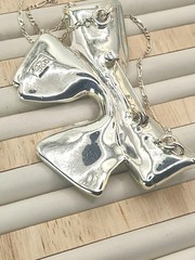 Vintage Italy 925 Sterling Silver Bow Ribbon Necklace Brooch Convertible 17″