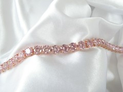 Vintage Sterling Silver 925 RoseGold on Large Pink Gemstone Tennis Bracelet 7.5″