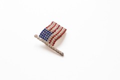 Vintage Rhinestone American Flag Pin Brooch – Red White Blue America 250