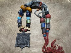 Handmade Nepal Tribal Necklace: Amulet Pendant, Vintage Beads