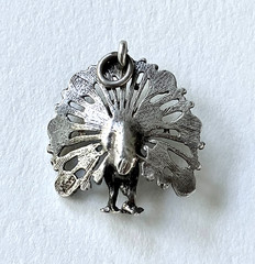 Sterling silver vintage charm, peacock