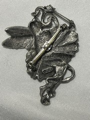 JJ JONETTE Vintage Pewter Pin Brooch Winged Fairy With Purple Sparkles