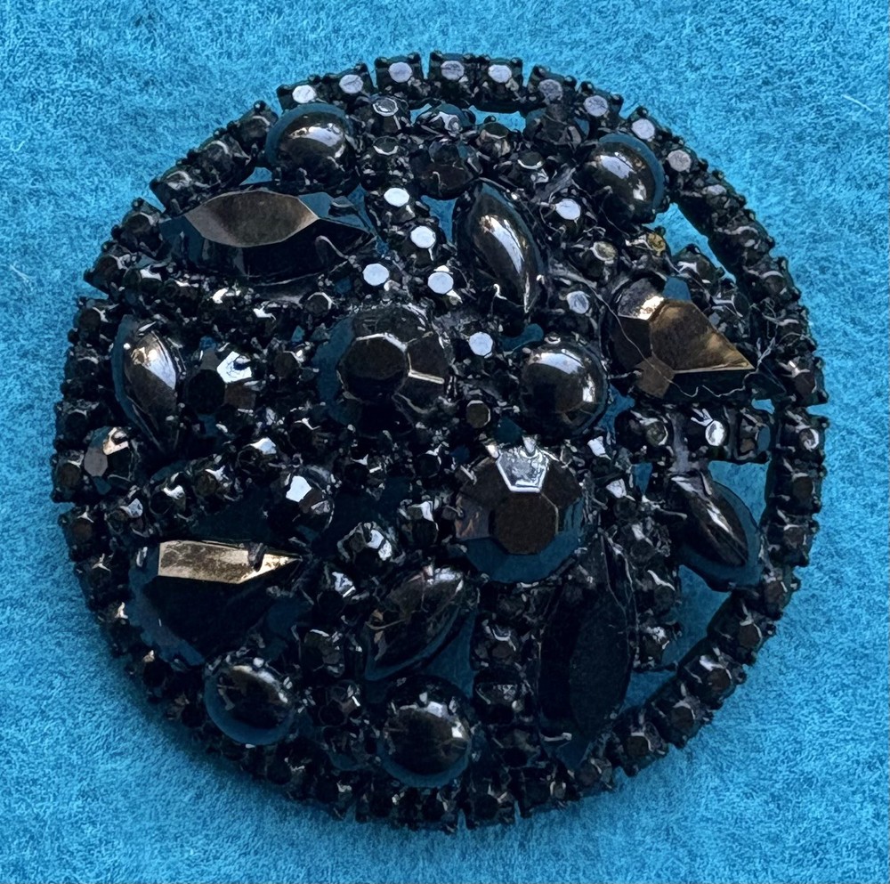 Black Jet Rhinestone Brooch Pin WC