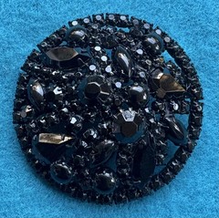 Black Jet Rhinestone Brooch Pin WC