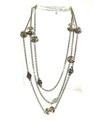 Vintage Premier Designs Faux Pearl Station Necklace .5 x 56 in