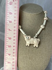 Flying Colors Ceramic Pig Necklace Pink Dot Beads