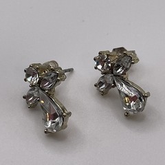 Earrings Angel Cross Rhinestone Glass Metal + Plastic Gold Tone Stud Jewelry